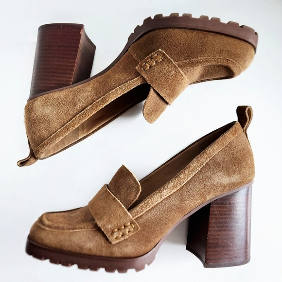 Crown Vintage Alivia Brown Suede Leather Retro Heels With Lug Sole, Size 9 - Picture 5 of 16